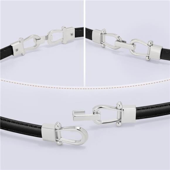 Leather Belts 37 Inches with Golden Buckle 2 Pack 02a-classic Black+brown - Picture 3 of 6